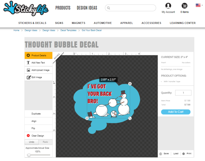 Stickylife website with LiveArt online product designer tool